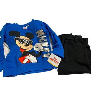 2 pc Disney Jr Mickey long sleeve fleece pants pajamas Nwt